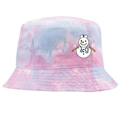 Heartbeat Nurse Snowman Nurse Christmas Tie-Dyed Bucket Hat