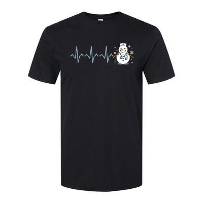 Heartbeat Nurse Snowman Nurse Christmas Softstyle CVC T-Shirt