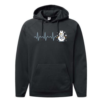 Heartbeat Nurse Snowman Nurse Christmas Performance Fleece Hoodie