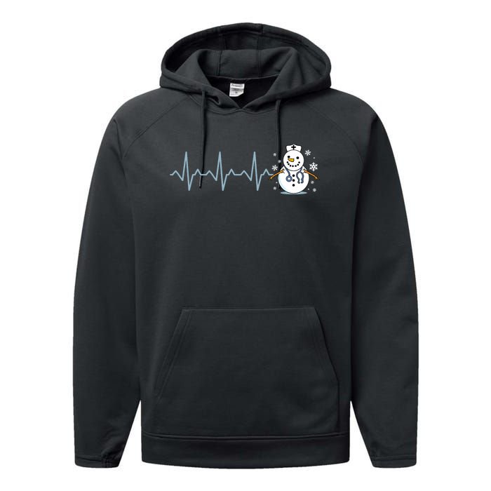 Heartbeat Nurse Snowman Nurse Christmas Performance Fleece Hoodie