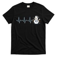 Heartbeat Nurse Snowman Nurse Christmas T-Shirt