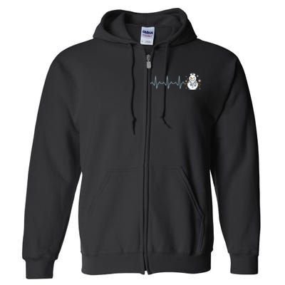 Heartbeat Nurse Snowman Nurse Christmas Full Zip Hoodie