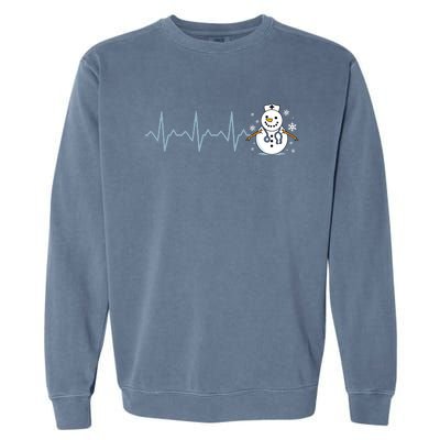 Heartbeat Nurse Snowman Nurse Christmas Garment-Dyed Sweatshirt