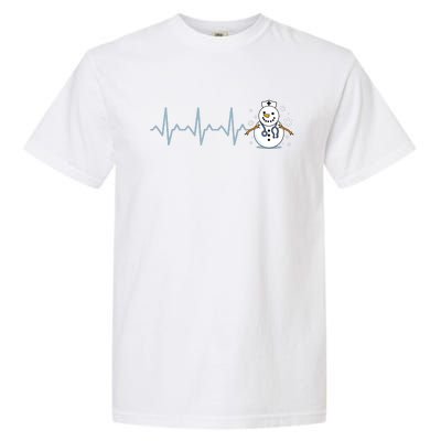 Heartbeat Nurse Snowman Nurse Christmas Garment-Dyed Heavyweight T-Shirt