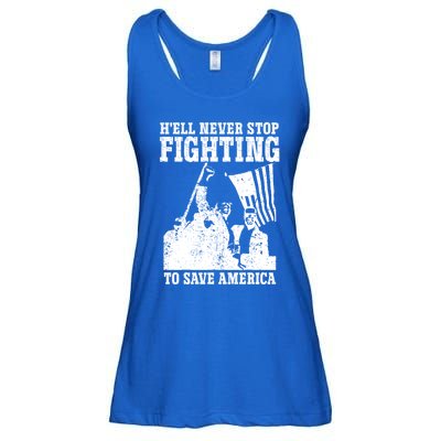 HeLl Never Stop Fighting To Save America Political Saying Gift Ladies Essential Flowy Tank