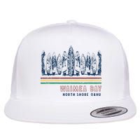 Hawaii North Shore Oahu Waimea Bay Retro Surfing Flat Bill Trucker Hat