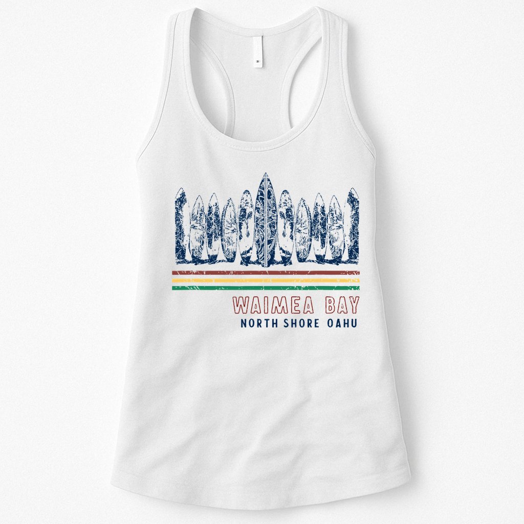 Hawaii North Shore Oahu Waimea Bay Retro Surfing Womens Tank Top