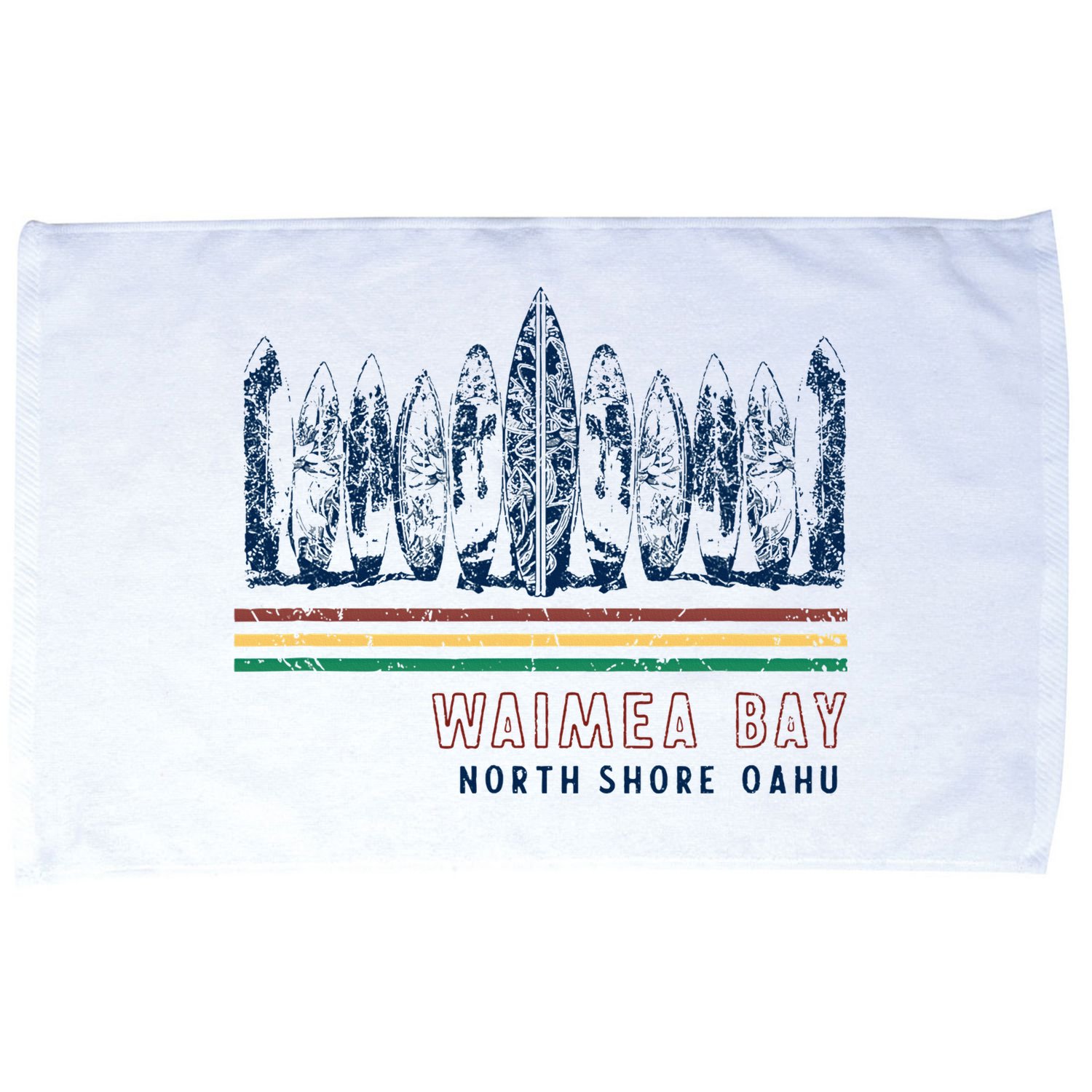 Hawaii North Shore Oahu Waimea Bay Retro Surfing Microfiber Hand Towel