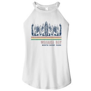 Hawaii North Shore Oahu Waimea Bay Retro Surfing Women's Perfect Tri Rocker Tank