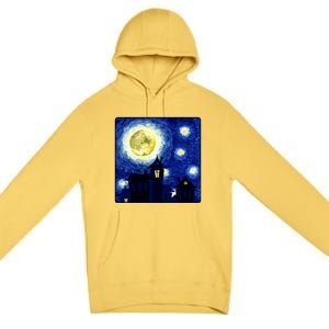 Halloween Nights, Starry Night Painting Premium Pullover Hoodie