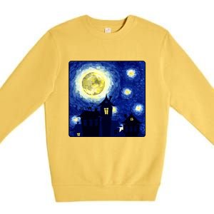 Halloween Nights, Starry Night Painting Premium Crewneck Sweatshirt