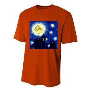 Halloween Nights, Starry Night Painting Performance Sprint T-Shirt