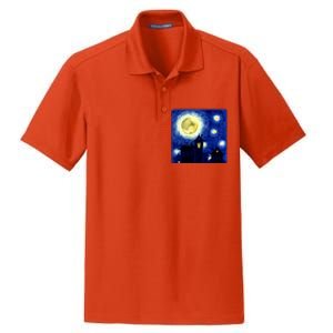 Halloween Nights, Starry Night Painting Dry Zone Grid Polo