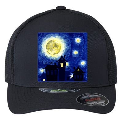 Halloween Nights, Starry Night Painting Flexfit Unipanel Trucker Cap