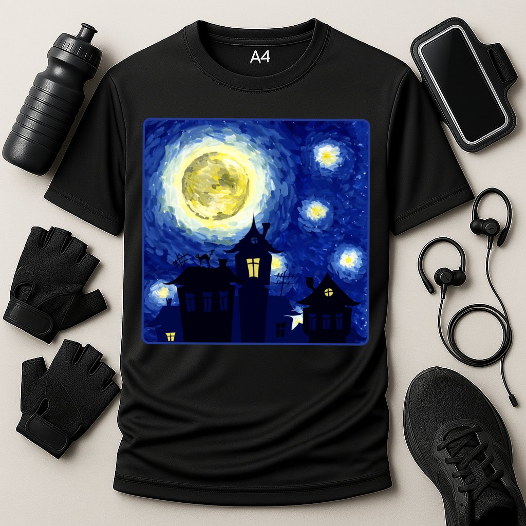 Halloween Nights, Starry Night Painting Cooling Performance Crew T-Shirt