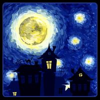 Halloween Nights, Starry Night Painting Cooling Performance Crew T-Shirt