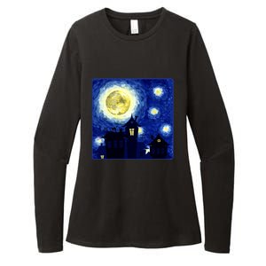 Halloween Nights, Starry Night Painting Womens CVC Long Sleeve Shirt