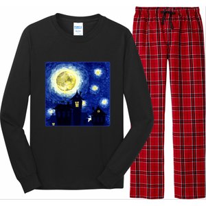 Halloween Nights, Starry Night Painting Long Sleeve Pajama Set