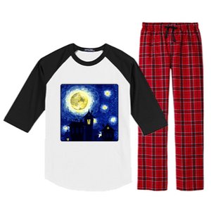 Halloween Nights, Starry Night Painting Raglan Sleeve Pajama Set