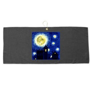 Halloween Nights, Starry Night Painting Large Microfiber Waffle Golf Towel