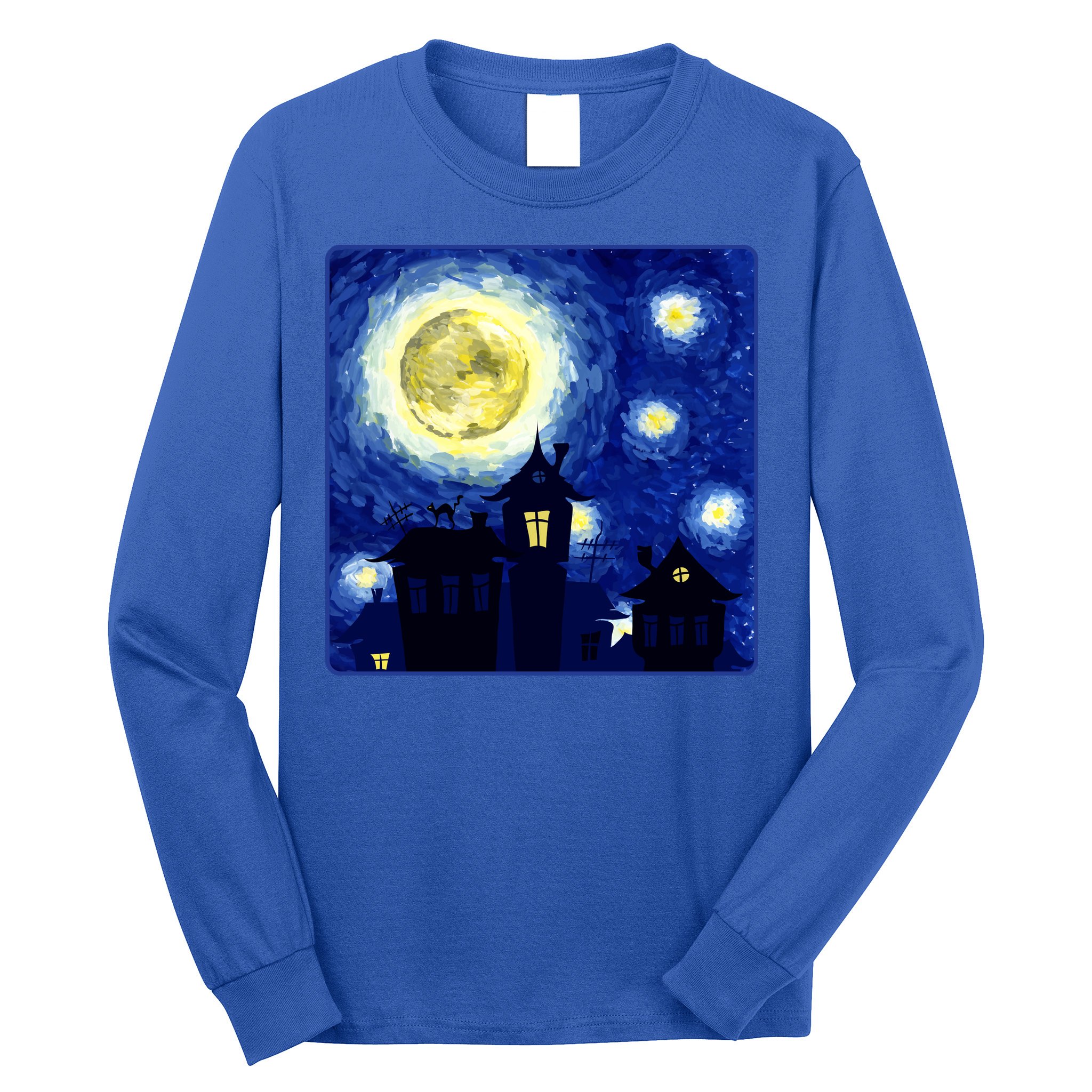 Halloween Nights, Starry Night Painting Long Sleeve Shirt