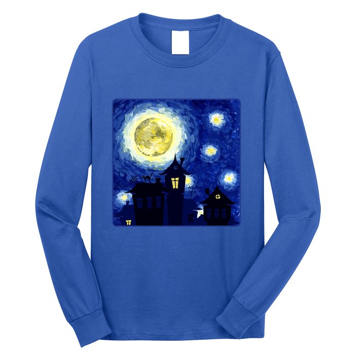 Halloween Nights, Starry Night Painting Long Sleeve Shirt