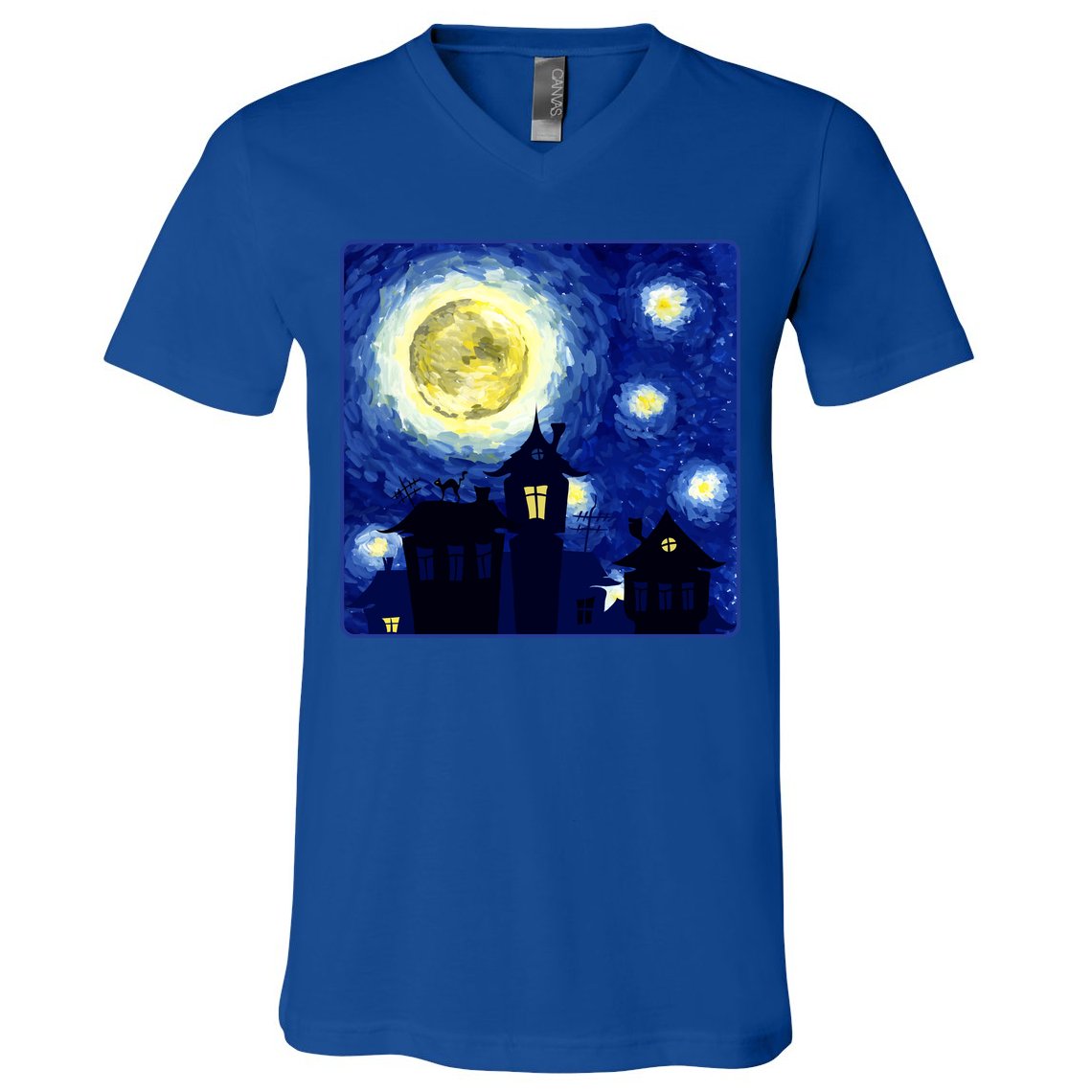 Halloween Nights, Starry Night Painting V-Neck T-Shirt