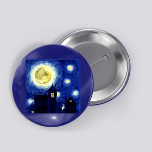 Halloween Nights, Starry Night Painting Button