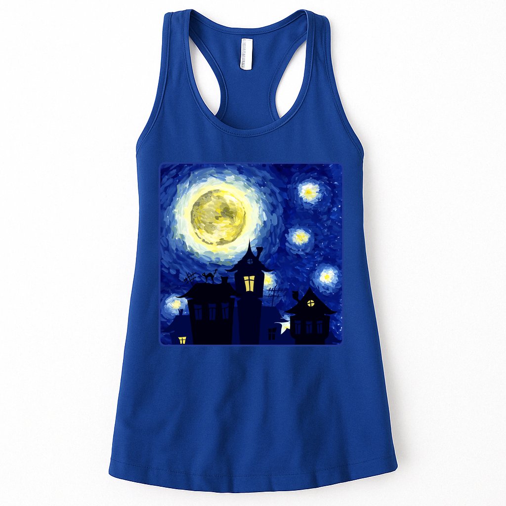 Halloween Nights, Starry Night Painting Womens Tank Top