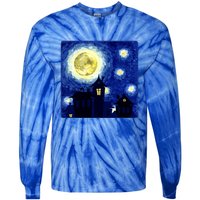 Halloween Nights, Starry Night Painting Tie-Dye Long Sleeve Shirt