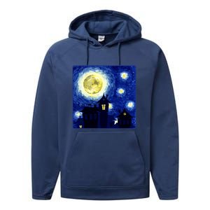 Halloween Nights, Starry Night Painting Performance Fleece Hoodie