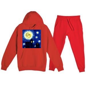 Halloween Nights, Starry Night Painting Premium Hooded Sweatsuit Set