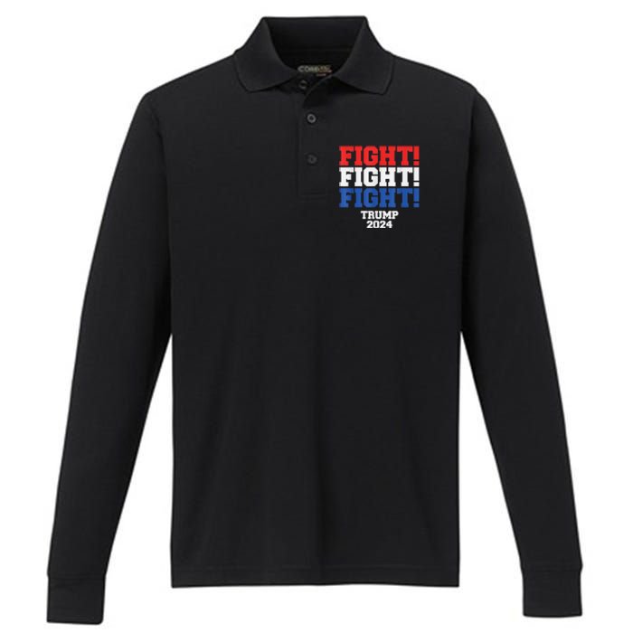 HeLl Never Stop Fighting To Save America Trump 2024 Performance Long Sleeve Polo