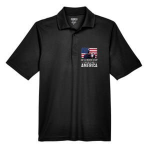 HeLl Never Stop Fighting To Save America Support Trump 2024 Men's Origin Performance Pique Polo