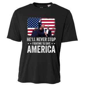 HeLl Never Stop Fighting To Save America Support Trump 2024 Cooling Performance Crew T-Shirt