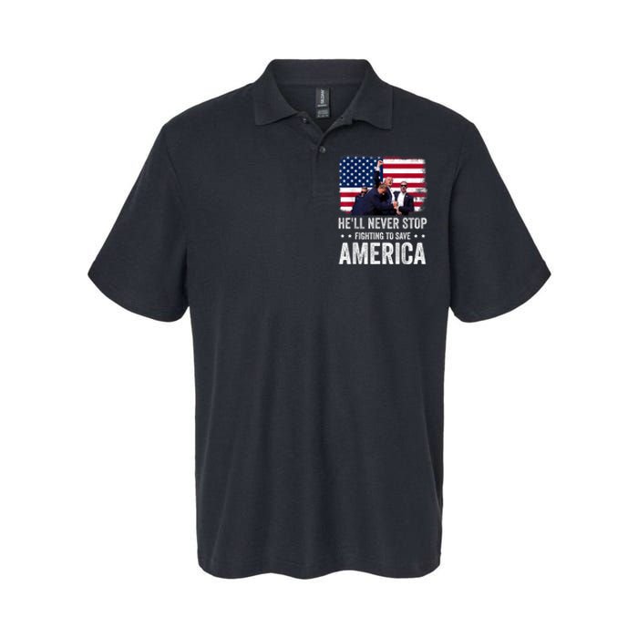 HeLl Never Stop Fighting To Save America Support Trump 2024 Softstyle Adult Sport Polo