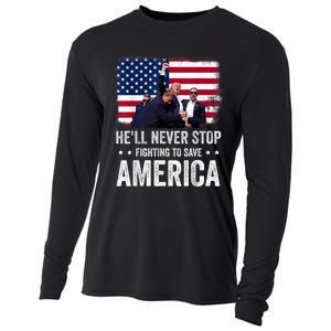 HeLl Never Stop Fighting To Save America Support Trump 2024 Cooling Performance Long Sleeve Crew