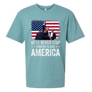 HeLl Never Stop Fighting To Save America Support Trump 2024 Sueded Cloud Jersey T-Shirt