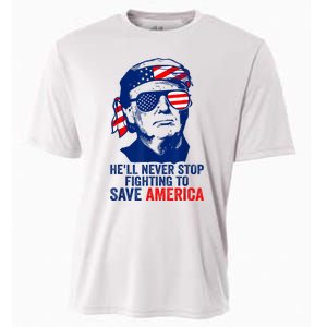 HeLl Never Stop Fighting To Save America I Stand With Trump Cooling Performance Crew T-Shirt