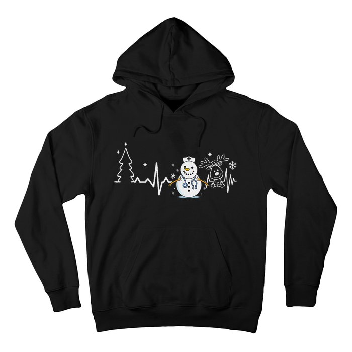 Heartbeat Nurse Snowman Nurse Christmas Hoodie