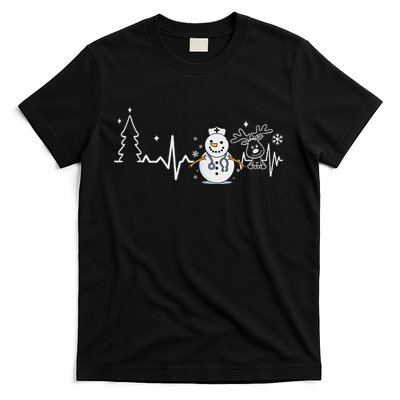 Heartbeat Nurse Snowman Nurse Christmas T-Shirt