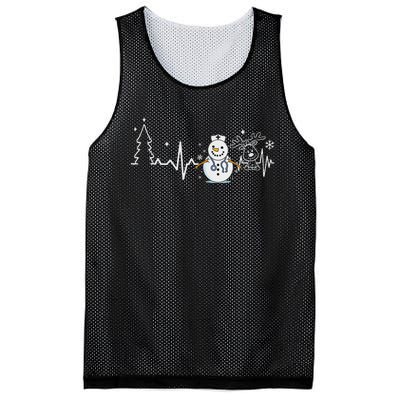 Heartbeat Nurse Snowman Nurse Christmas Mesh Reversible Basketball Jersey Tank