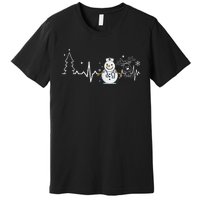 Heartbeat Nurse Snowman Nurse Christmas Premium T-Shirt