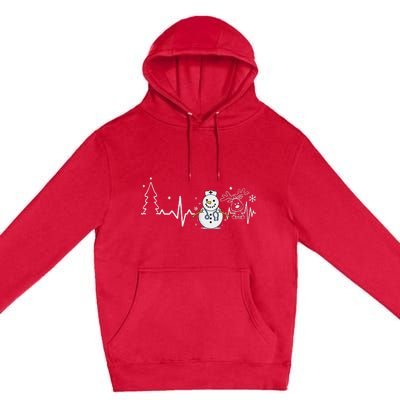 Heartbeat Nurse Snowman Nurse Christmas Premium Pullover Hoodie