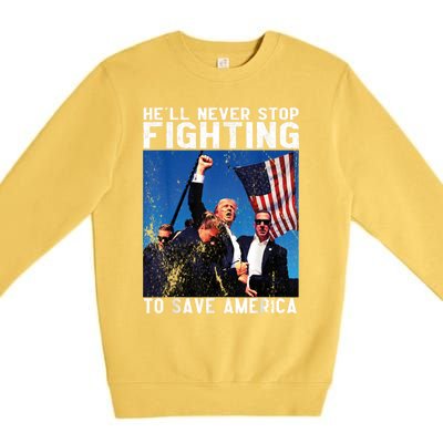 HeLl Never Stop Fighting To Save America Political Saying Cool Gift Premium Crewneck Sweatshirt