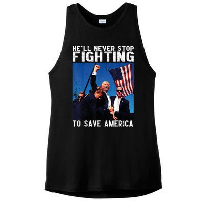 HeLl Never Stop Fighting To Save America Political Saying Cool Gift Ladies PosiCharge Tri-Blend Wicking Tank