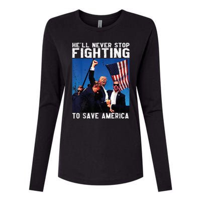 HeLl Never Stop Fighting To Save America Political Saying Cool Gift Womens Cotton Relaxed Long Sleeve T-Shirt