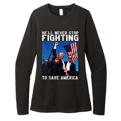 HeLl Never Stop Fighting To Save America Political Saying Cool Gift Womens CVC Long Sleeve Shirt