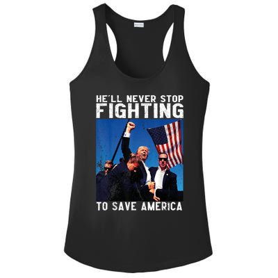 HeLl Never Stop Fighting To Save America Political Saying Cool Gift Ladies PosiCharge Competitor Racerback Tank