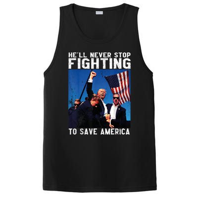 HeLl Never Stop Fighting To Save America Political Saying Cool Gift PosiCharge Competitor Tank